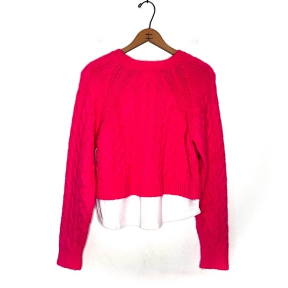 Anthropologie | Maeve Pink Cable knit Layered Pullover Sweater Size Small - Picture 4 of 9